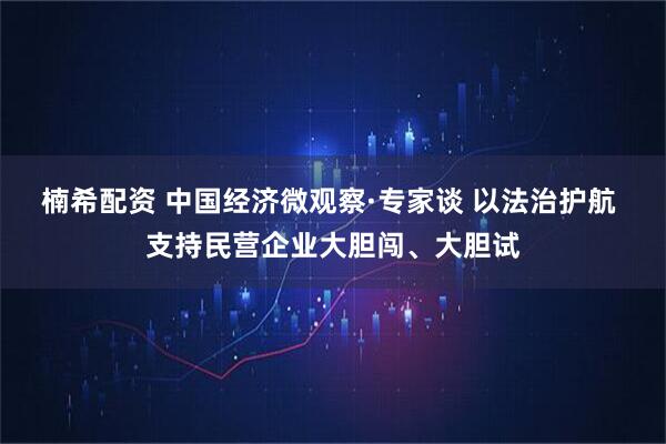 楠希配资 中国经济微观察·专家谈 以法治护航 支持民营企业大胆闯、大胆试