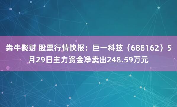 犇牛聚财 股票行情快报：巨一科技（688162）5月29日主力资金净卖出248.59万元