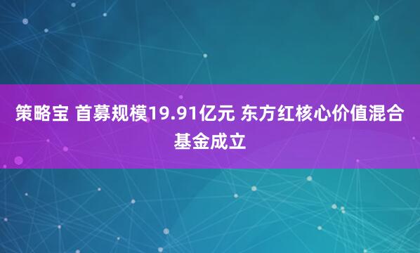 策略宝 首募规模19.91亿元 东方红核心价值混合基金成立