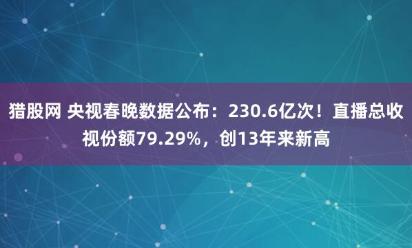 猎股网 央视春晚数据公布：230.6亿次！直播总收视份额79.29%，创13年来新高